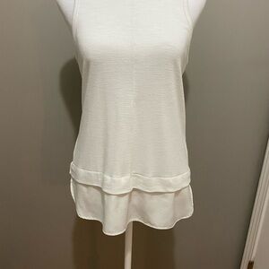 J. Crew Cream Sleeveless Tank Top with Ruffle Hem